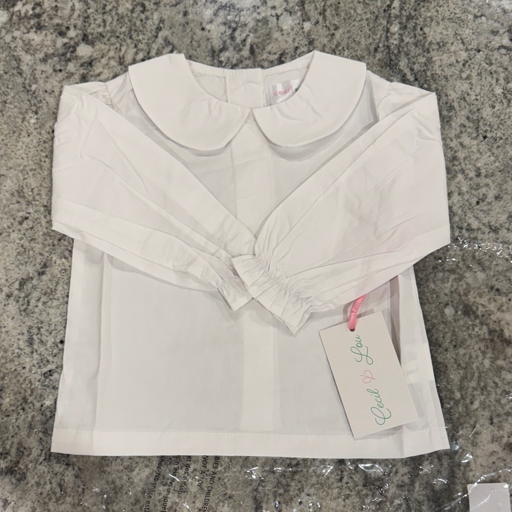 Classic White Toddler Blouse with Peter Pan Collar by Cecil & Lou